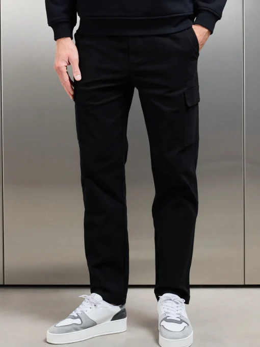 Relaxed Fit Cotton Cargo Pant - Black