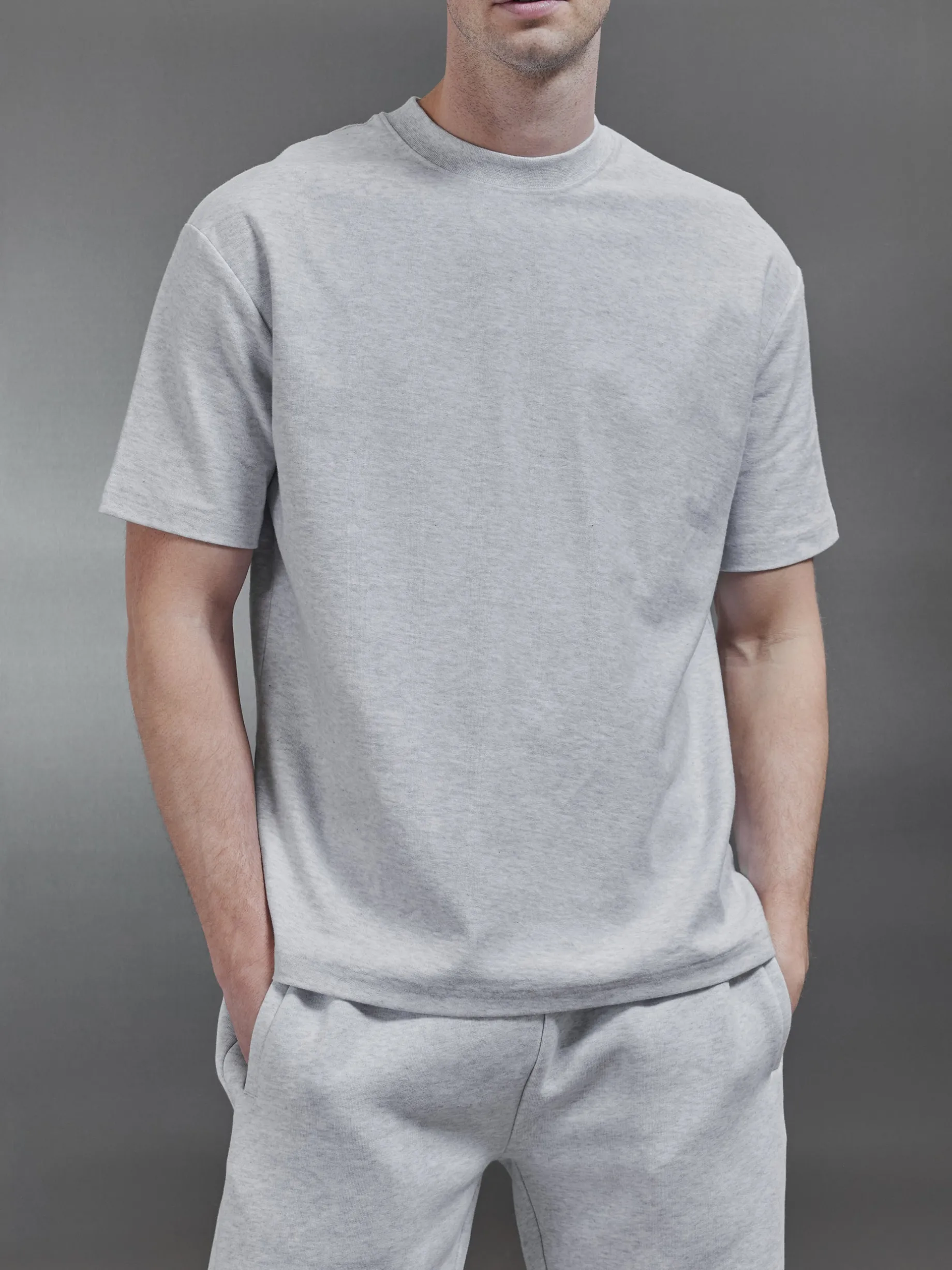 Relaxed Fit Cotton T-Shirt - Marl Grey