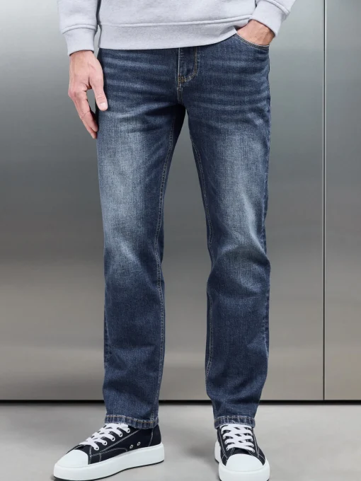 Relaxed Fit Denim Jeans - Mid Blue