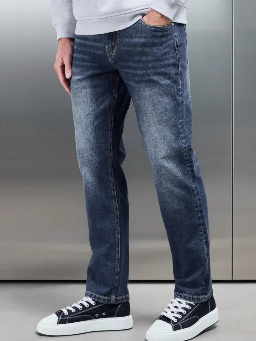 Relaxed Fit Denim Jeans - Mid Blue
