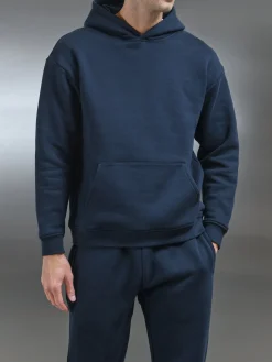 Relaxed Fit Hoodie - Navy