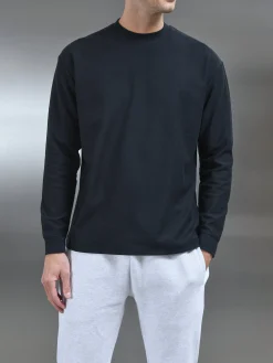 Relaxed Fit Long Sleeve T-Shirt - Black