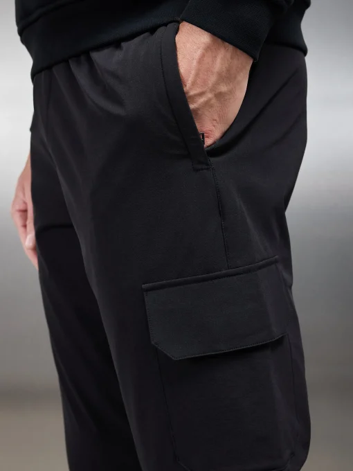 Relaxed Fit Nylon Cargo Pant - Black