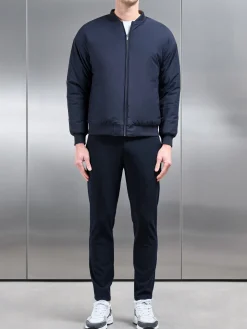 Relaxed Padded Reversible Bomber Jacket - Olive Navy