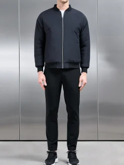 Relaxed Padded Reversible Bomber Jacket - Black Grey