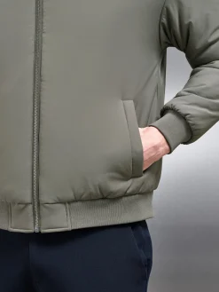 Relaxed Padded Reversible Bomber Jacket - Olive Navy
