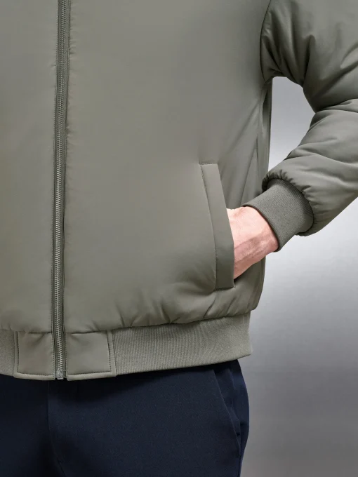 Relaxed Padded Reversible Bomber Jacket - Olive Navy