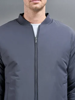 Relaxed Padded Reversible Bomber Jacket - Black Grey