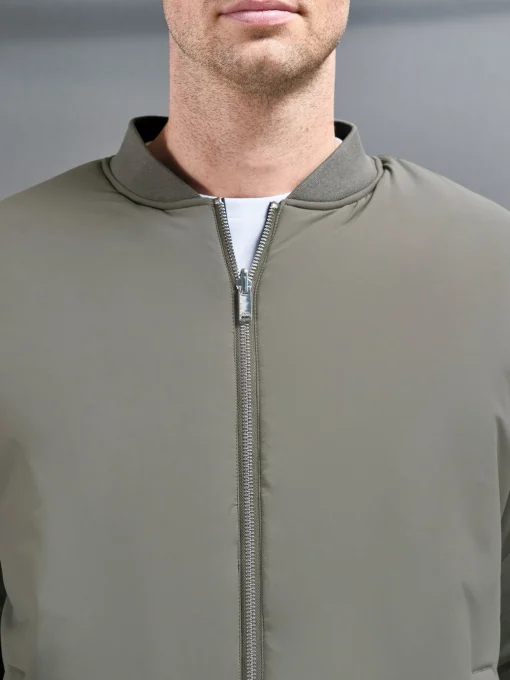 Relaxed Padded Reversible Bomber Jacket - Olive Navy