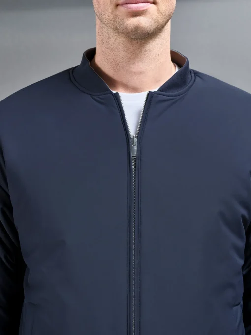 Relaxed Padded Reversible Bomber Jacket - Olive Navy