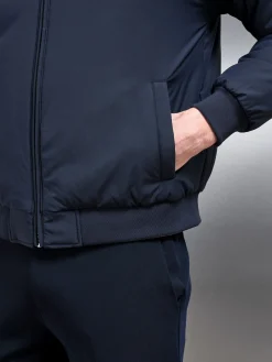 Relaxed Padded Reversible Bomber Jacket - Olive Navy
