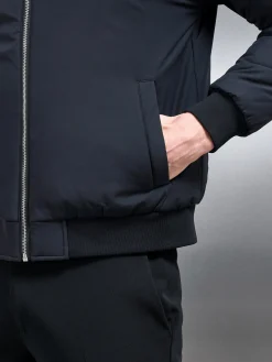 Relaxed Padded Reversible Bomber Jacket - Black Grey