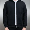 Relaxed Zip Through Hoodie - Black