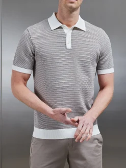 Roma Knitted Polo Shirt - Stone