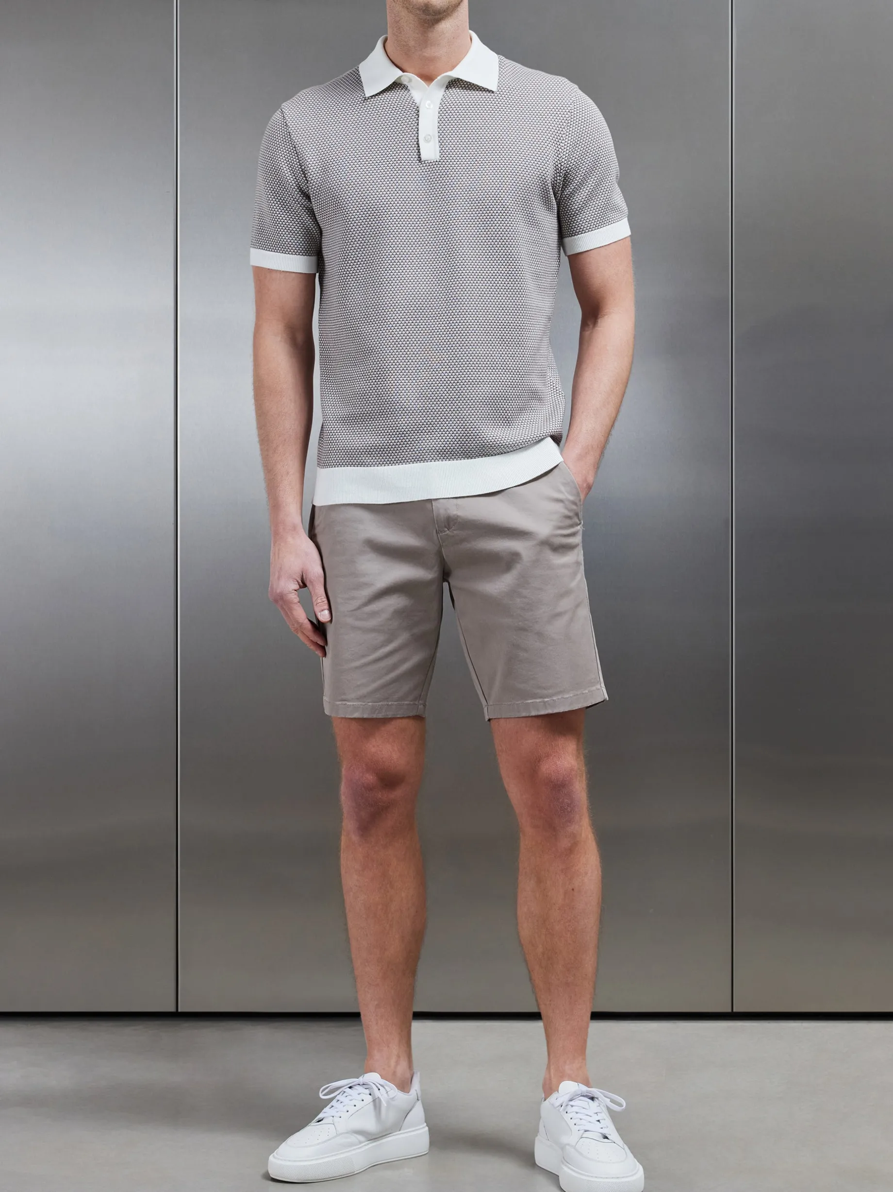 Roma Knitted Polo Shirt - Stone