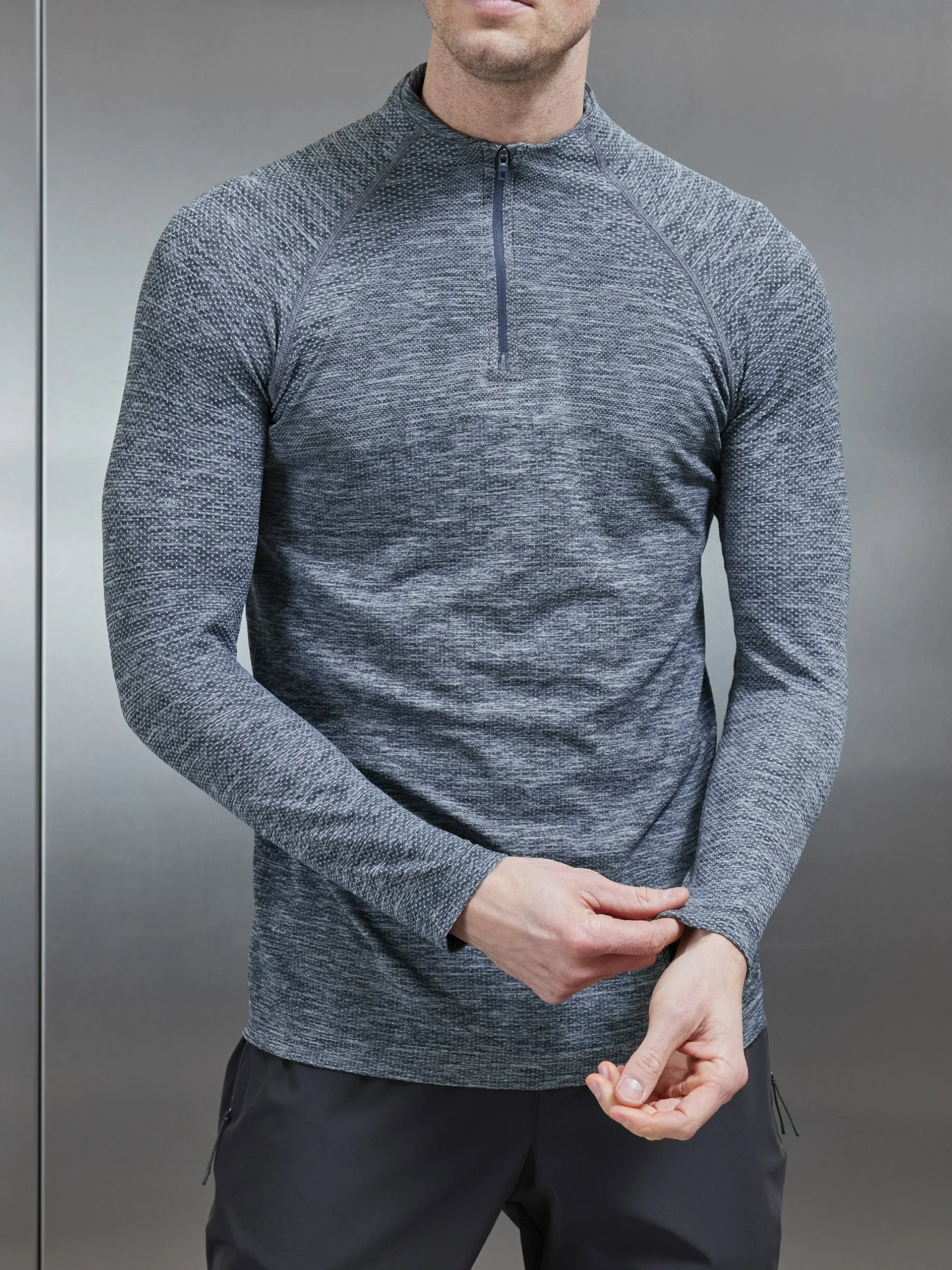 Seamless Performance Quarter Zip - Marl Grey