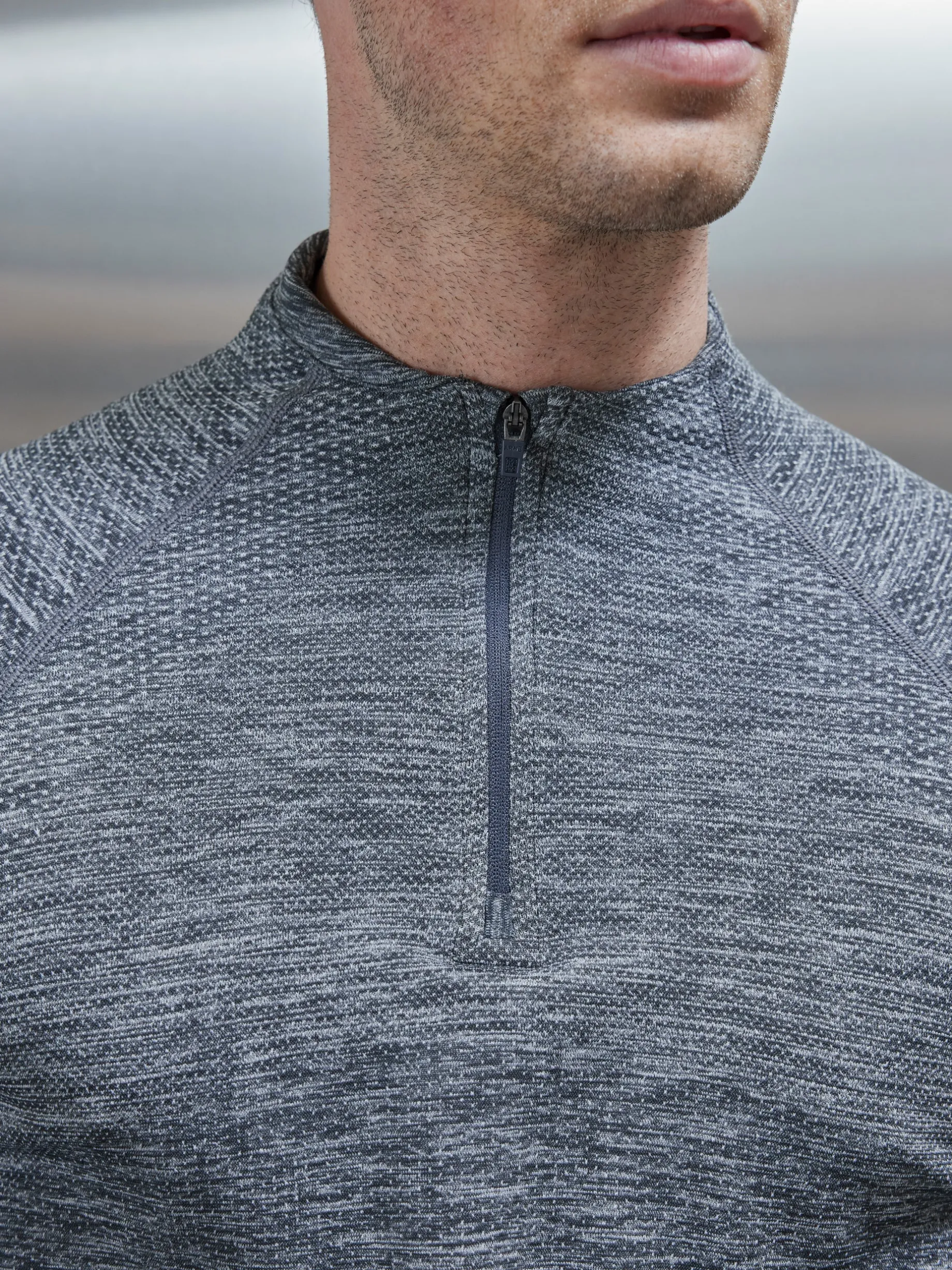 Seamless Performance Quarter Zip - Marl Grey