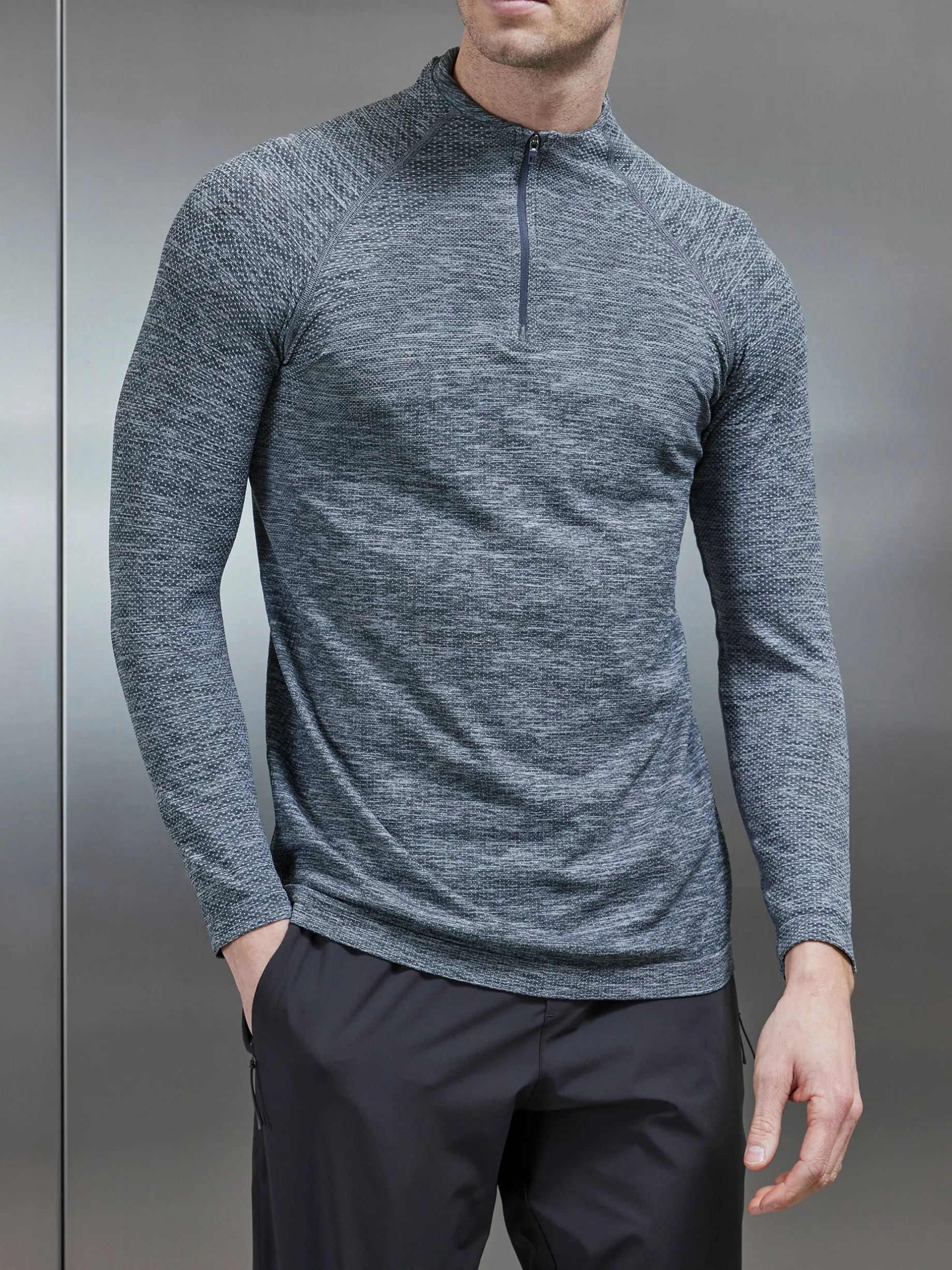 Seamless Performance Quarter Zip - Marl Grey