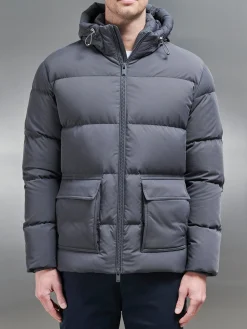 Short Down Parka - Grey