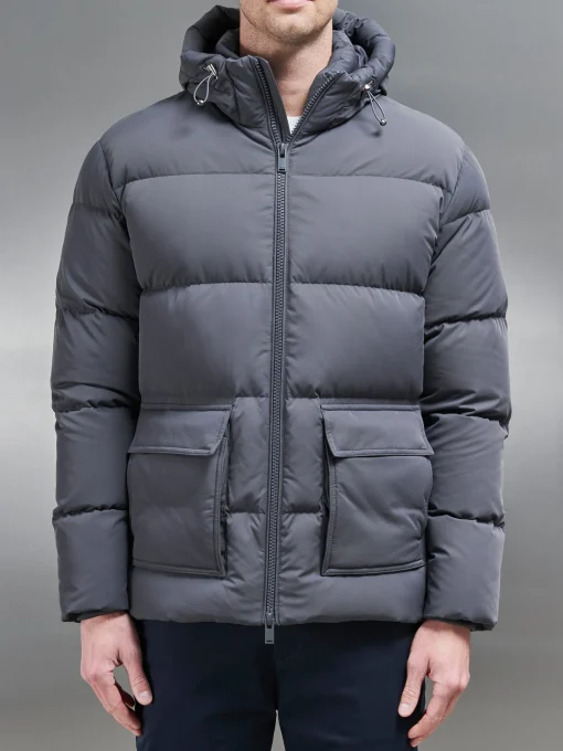 Short Down Parka - Grey
