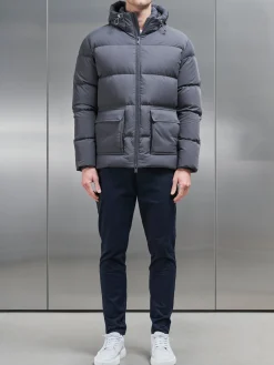 Short Down Parka - Grey