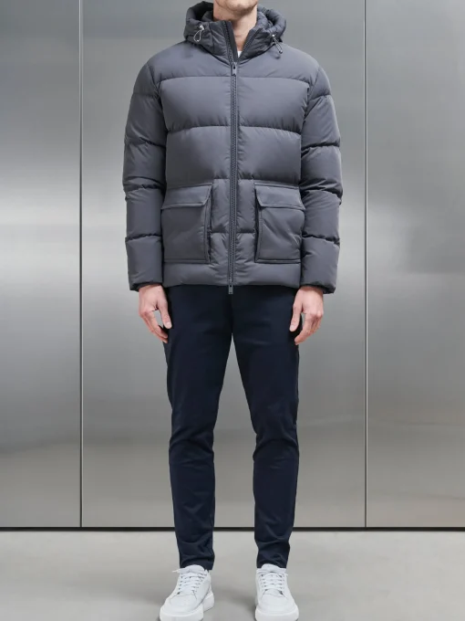Short Down Parka - Grey