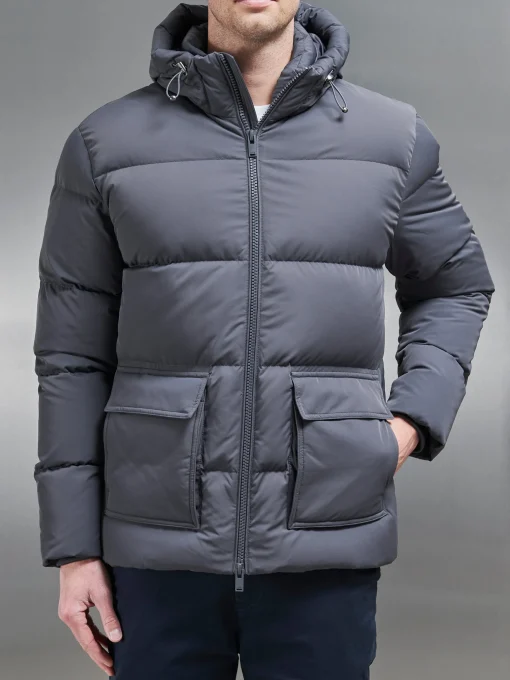 Short Down Parka - Grey