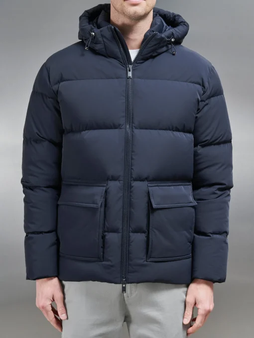 Short Down Parka - Navy