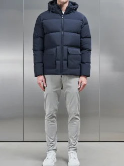 Short Down Parka - Navy