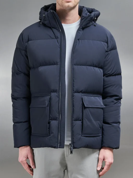 Short Down Parka - Navy