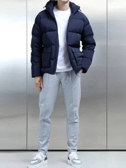 Short Down Pocket Parka - Navy
