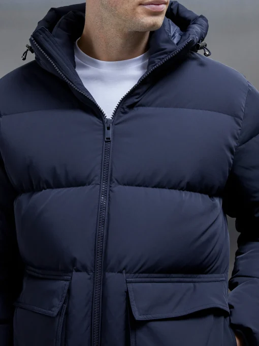 Short Down Pocket Parka - Navy