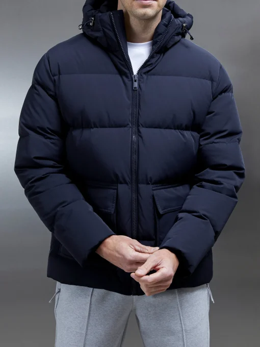 Short Down Pocket Parka - Navy