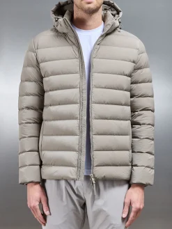 Short Technical Down Jacket - Taupe