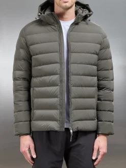 Short Technical Down Jacket - Olive
