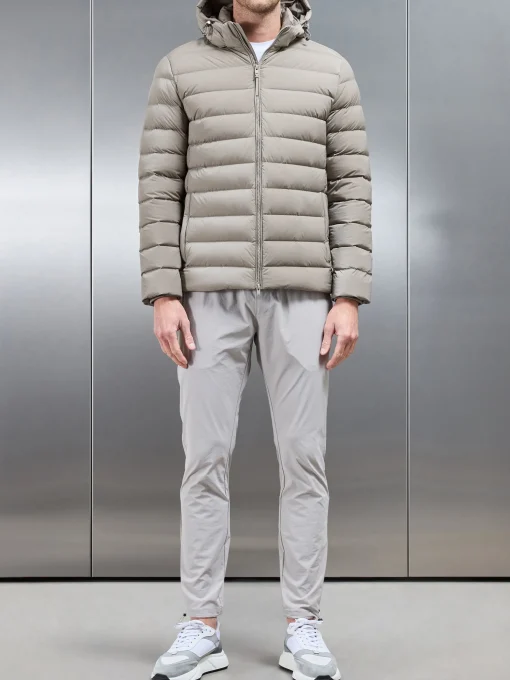 Short Technical Down Jacket - Taupe