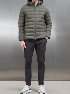 Short Technical Down Jacket - Olive