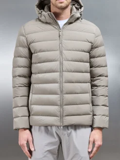 Short Technical Down Jacket - Taupe