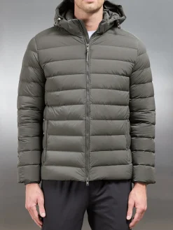 Short Technical Down Jacket - Olive