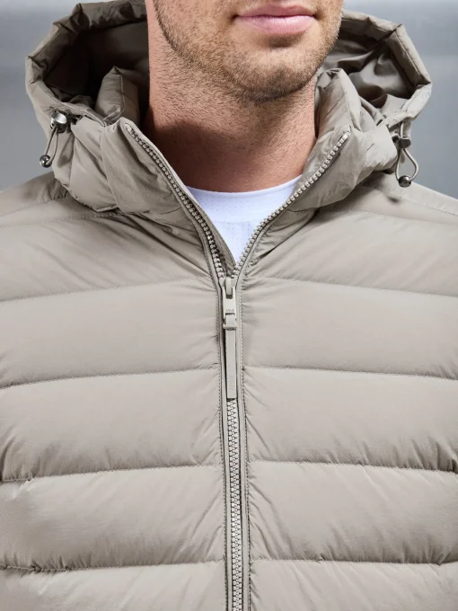 Short Technical Down Jacket - Taupe