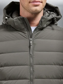 Short Technical Down Jacket - Olive