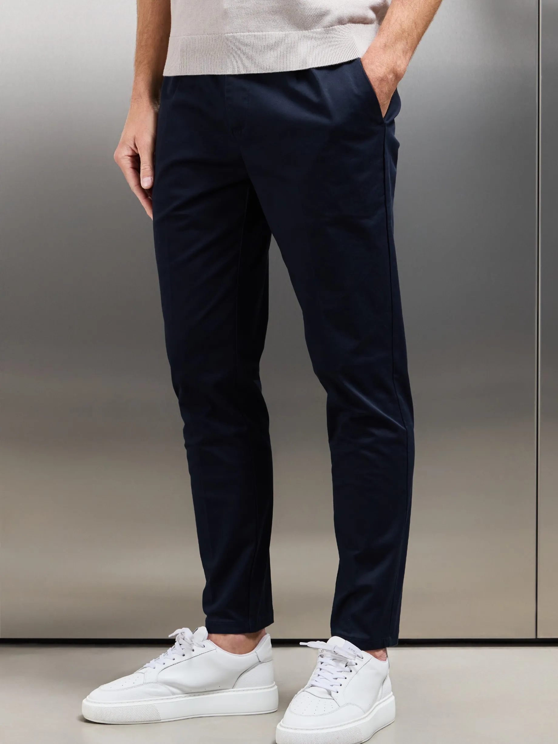 Side Adjuster Tailored Chino Trouser - Navy