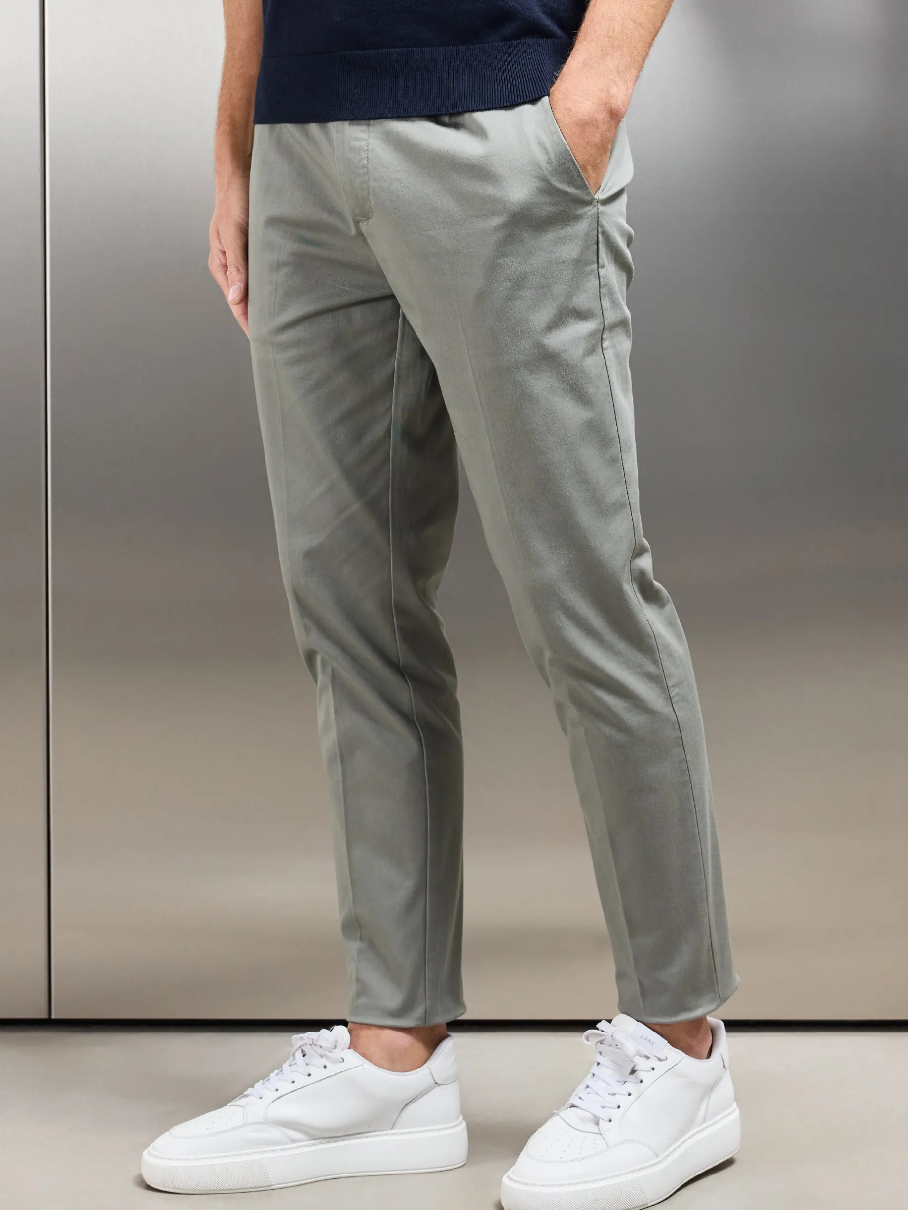 Side Adjuster Tailored Chino Trouser - Olive