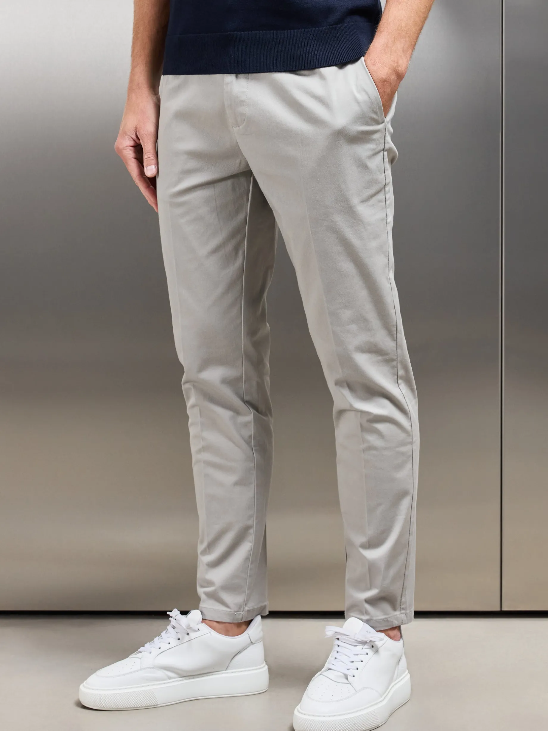 Side Adjuster Tailored Chino Trouser - Stone