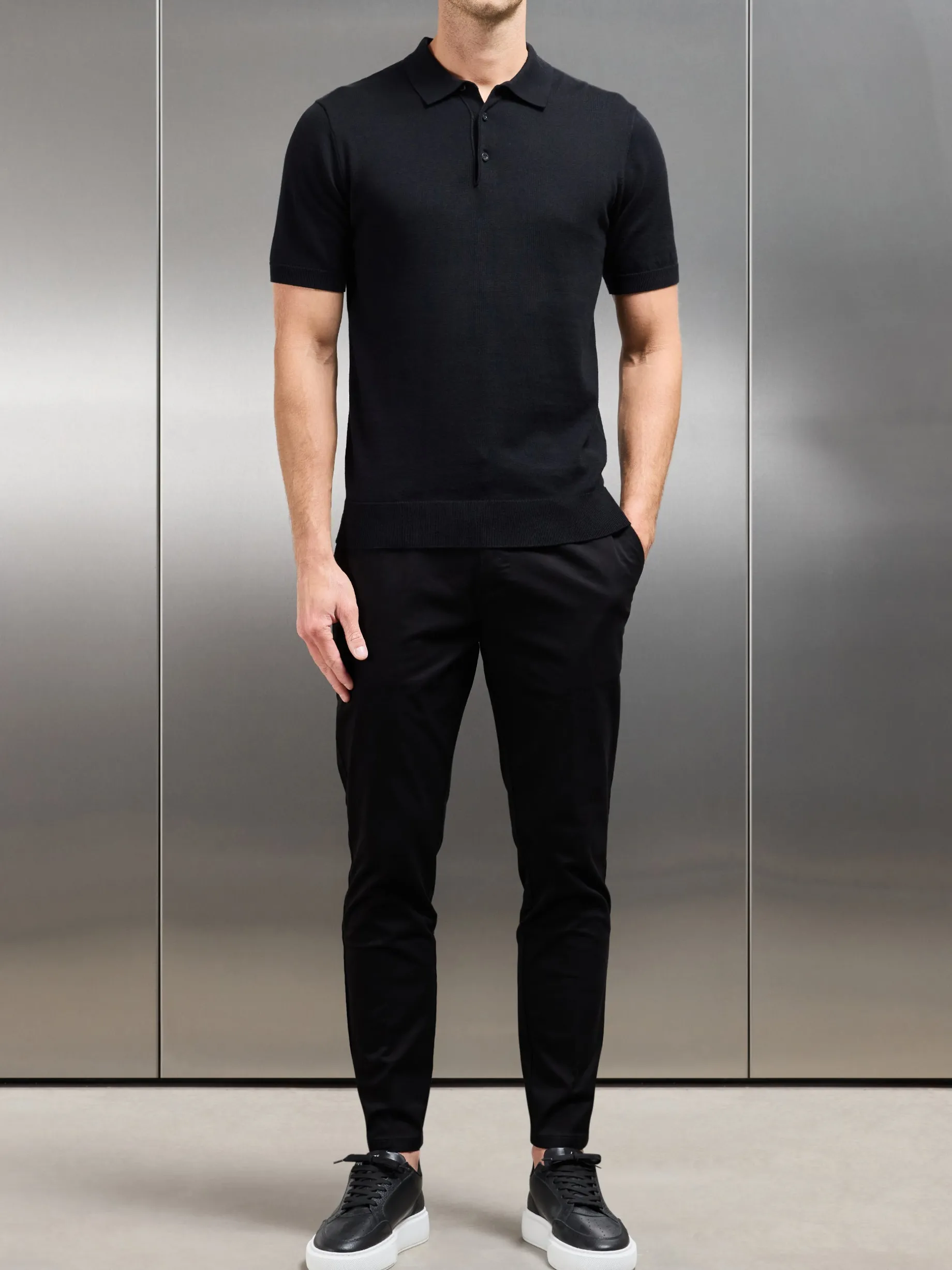 Side Adjuster Tailored Chino Trouser - Black
