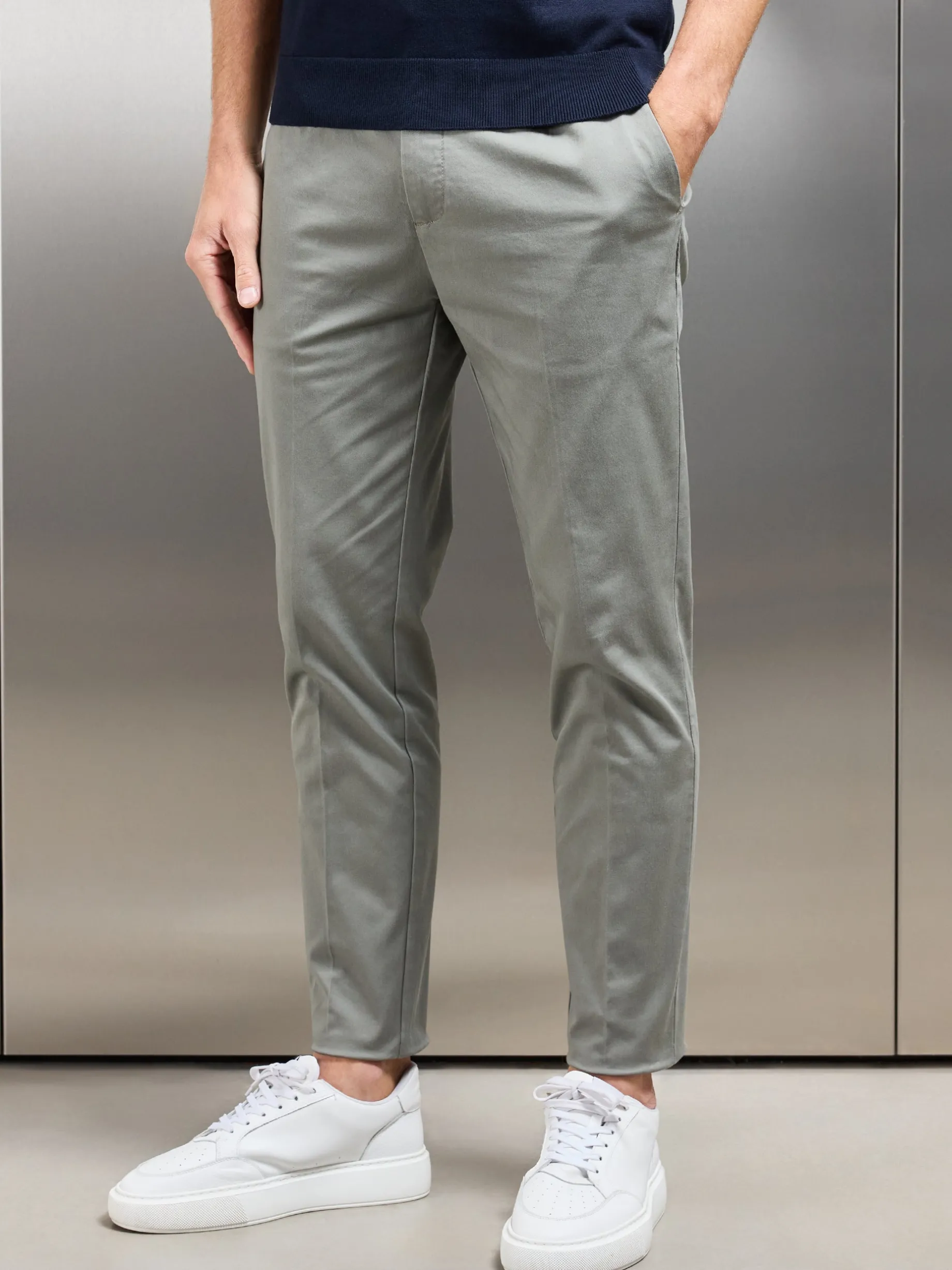 Side Adjuster Tailored Chino Trouser - Olive