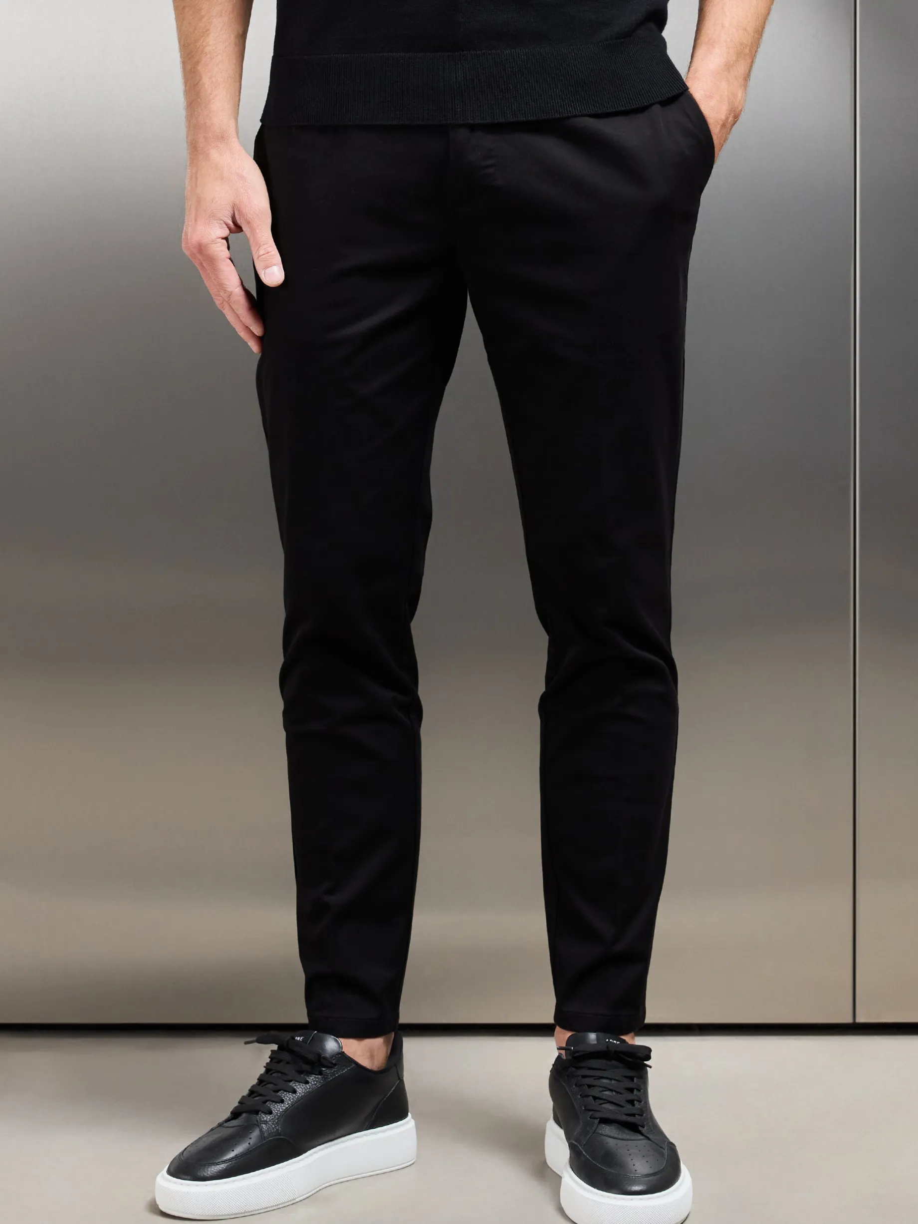 Side Adjuster Tailored Chino Trouser - Black