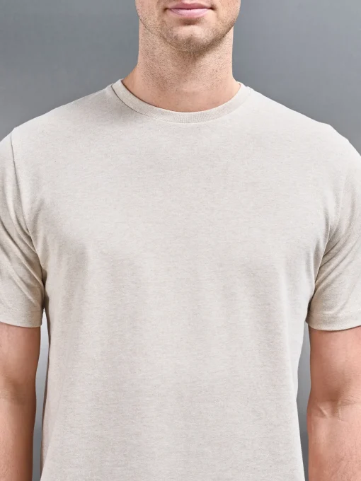 Slim Fit Cotton T-Shirt - Oatmeal Marl