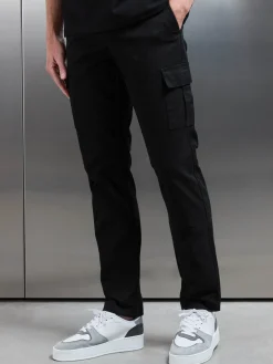 Smart Relaxed Cotton Cargo Pant - Black