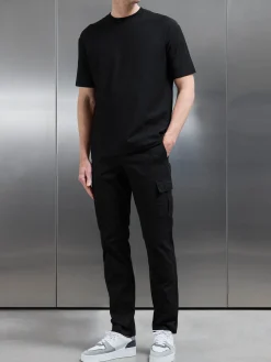 Smart Relaxed Cotton Cargo Pant - Black